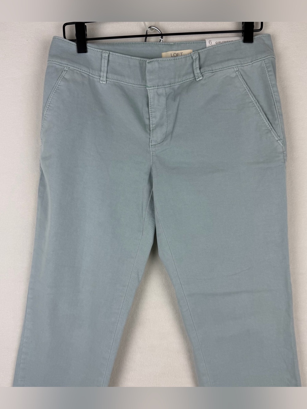 Loft Womens Seafoam Green Flat Front Girlfriend Slim Fit Chino Pants Size 6 NWT - Picture 4 of 12